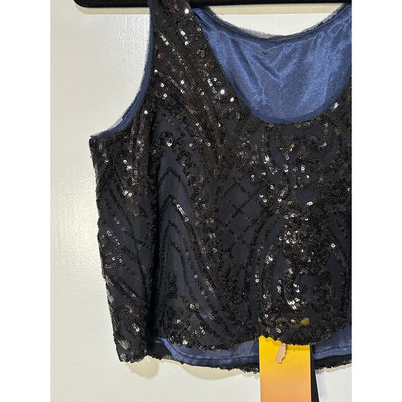 Le Superbe Supremes Cami Tank Size Small NWT Black Deco Sequins Lace Dressy - Picture 10 of 11